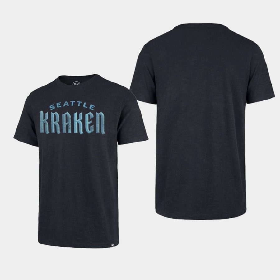 mens seattle kraken wordmark logo navy grit scrum t shirt