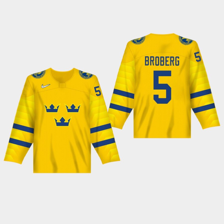 mens sweden philip broberg 2020 iihf world junior championship yellow jersey