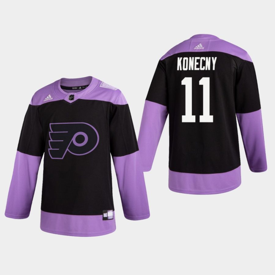 mens travis konecny flyers black hockey fights cancer practice jersey