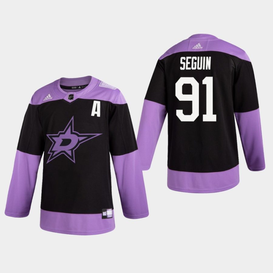 mens tyler seguin stars black hockey fights cancer practice jersey