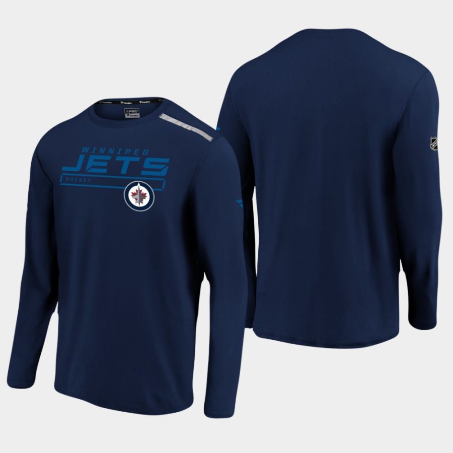 mens winnipeg jets authentic pro navy clutch long sleeve t shirt