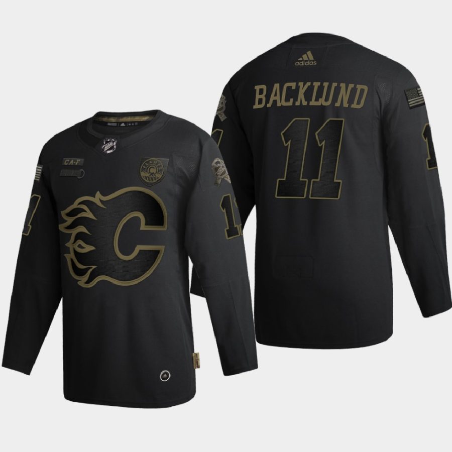 mikael backlund flames black 2020 veterans day authentic jersey