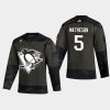 mike matheson penguins camo 2020 veterans day authentic practice jersey