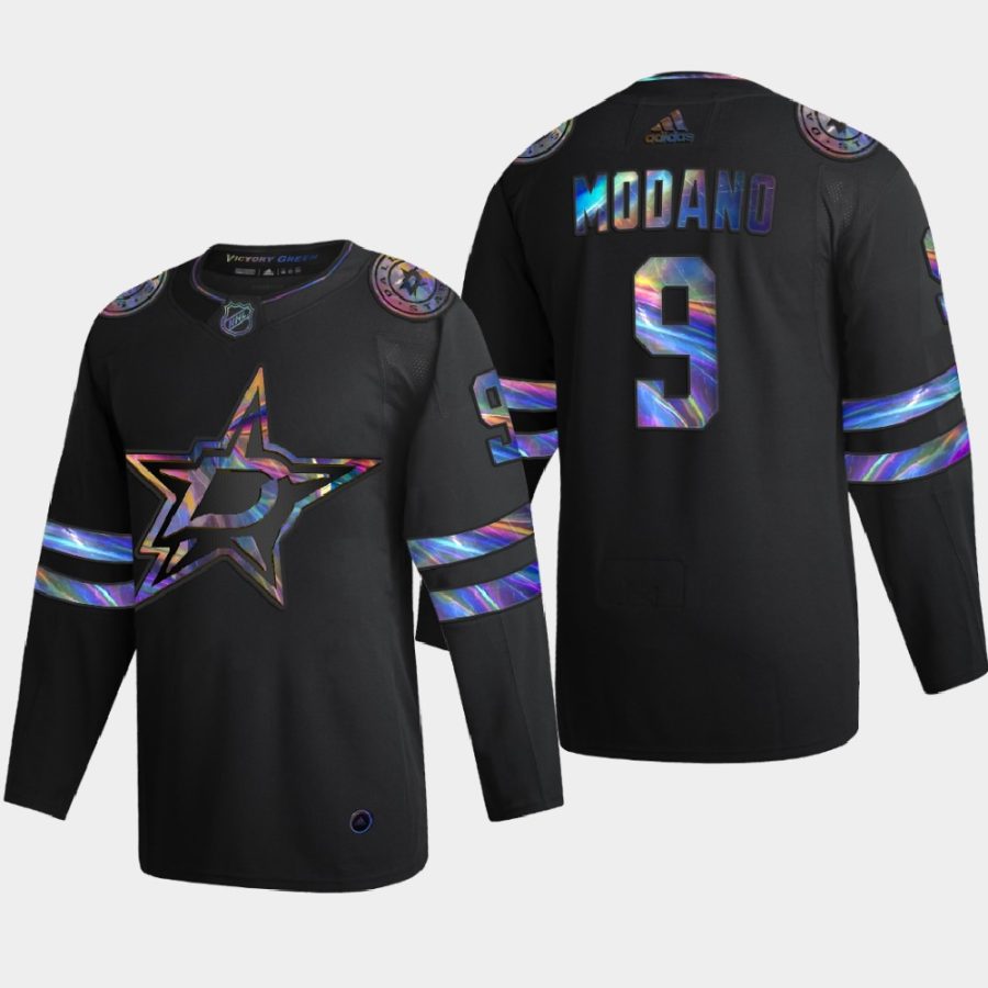 mike modano stars black iridescent holographic collection authentic jersey