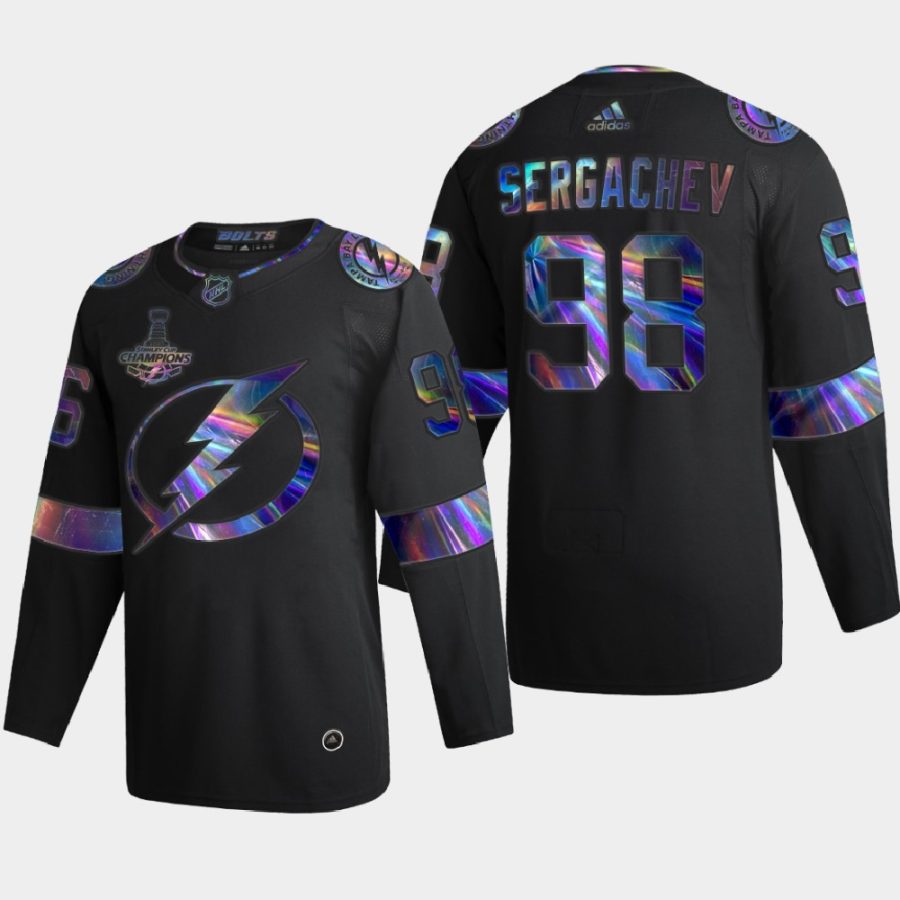 mikhail sergachev lightning black iridescent holographic authentic jersey