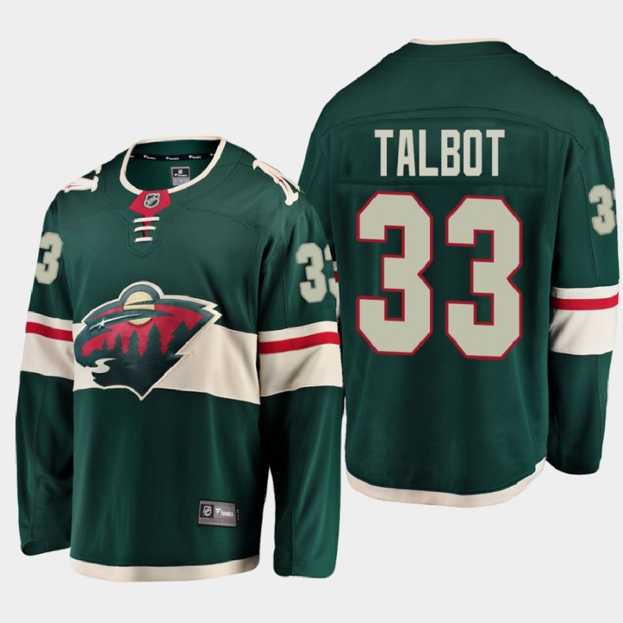 minnesota wild cam talbot home 2020 21 breakaway player jersey green