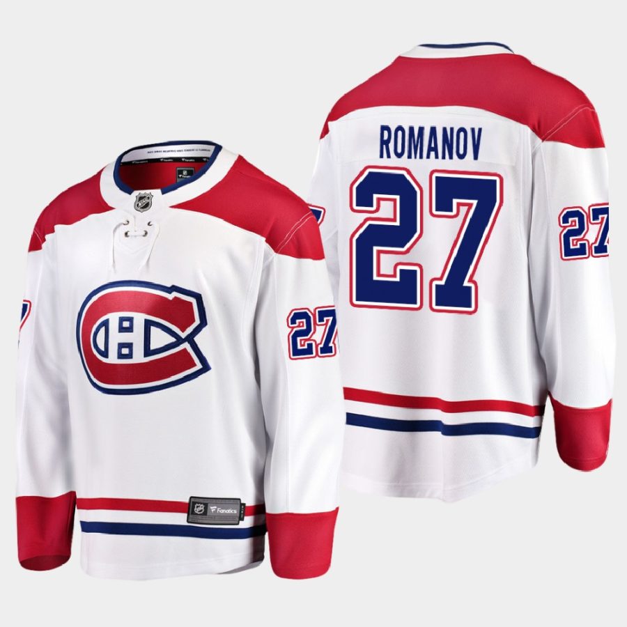 montreal canadiens alexander romanov away breakaway player fanatics jersey white