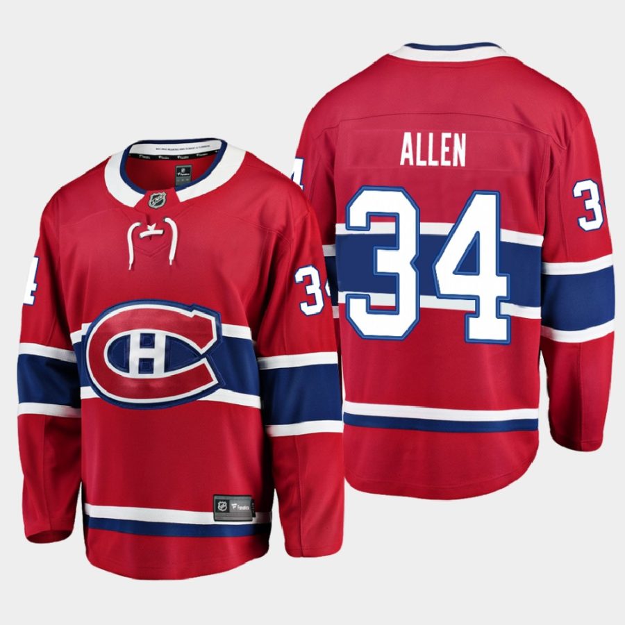 montreal canadiens jake allen home 2020 21 breakaway player jersey red