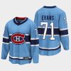 montreal canadiens jake evans special edition 2.0 2022 breakaway player retro jersey blue