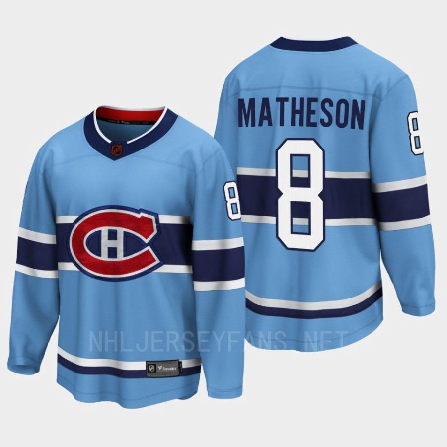 montreal canadiens mike matheson special edition 2.0 2022 breakaway player retro jersey blue