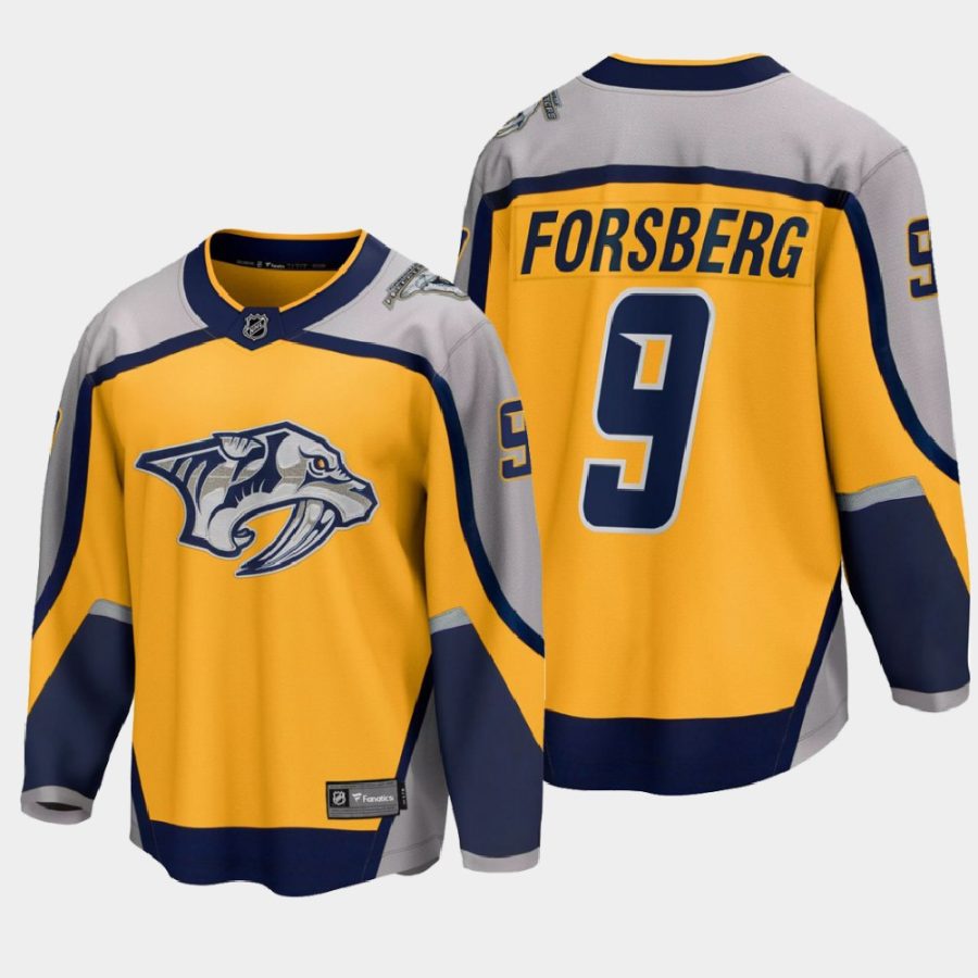 nashville predators filip forsberg reverse retro 2020 21 breakaway player jersey gold