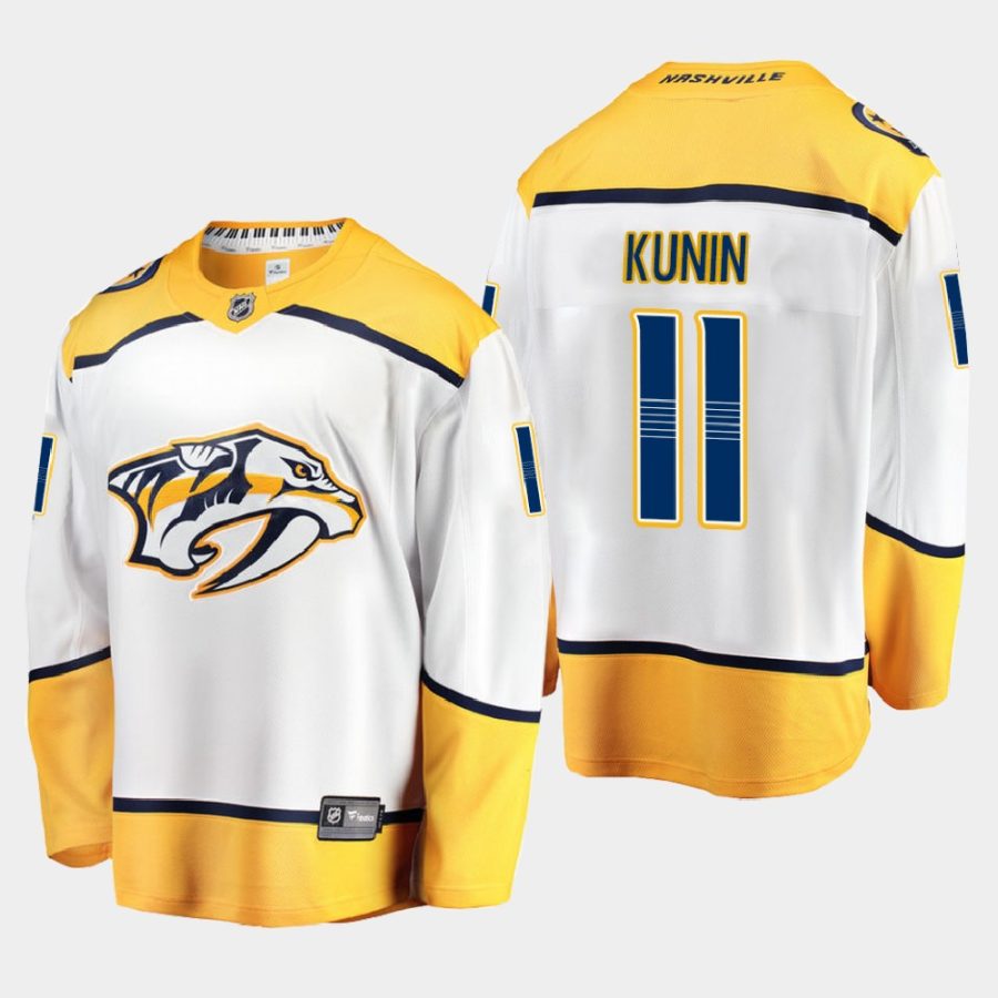 nashville predators luke kunin away 2020 21 breakaway player jersey white