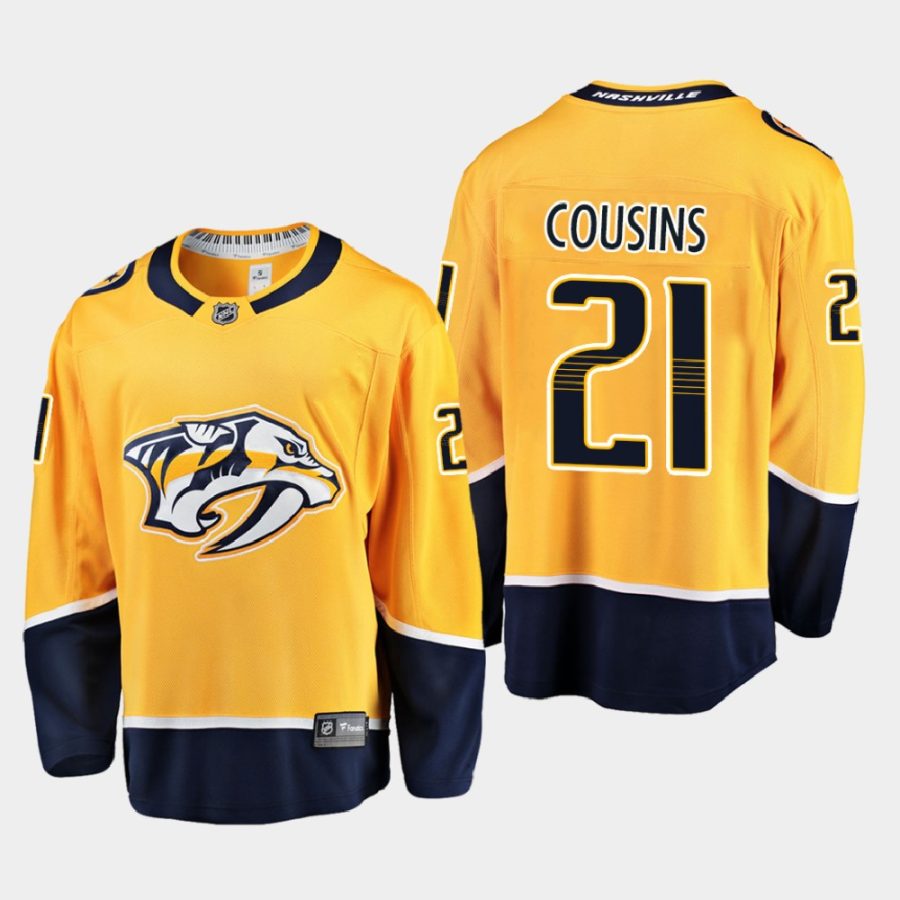 nashville predators nick cousins home 2020 21 breakaway player jersey yellow