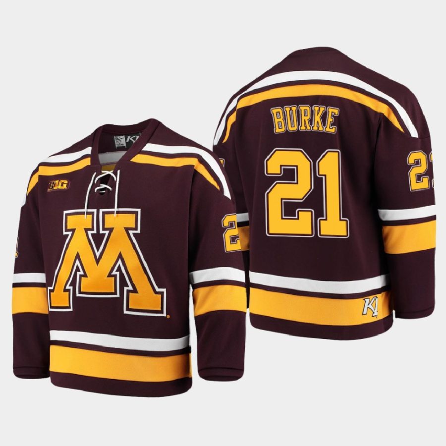 nathan burke minnesota golden gophers maroon 2021 b1g tournament championship replica jersey