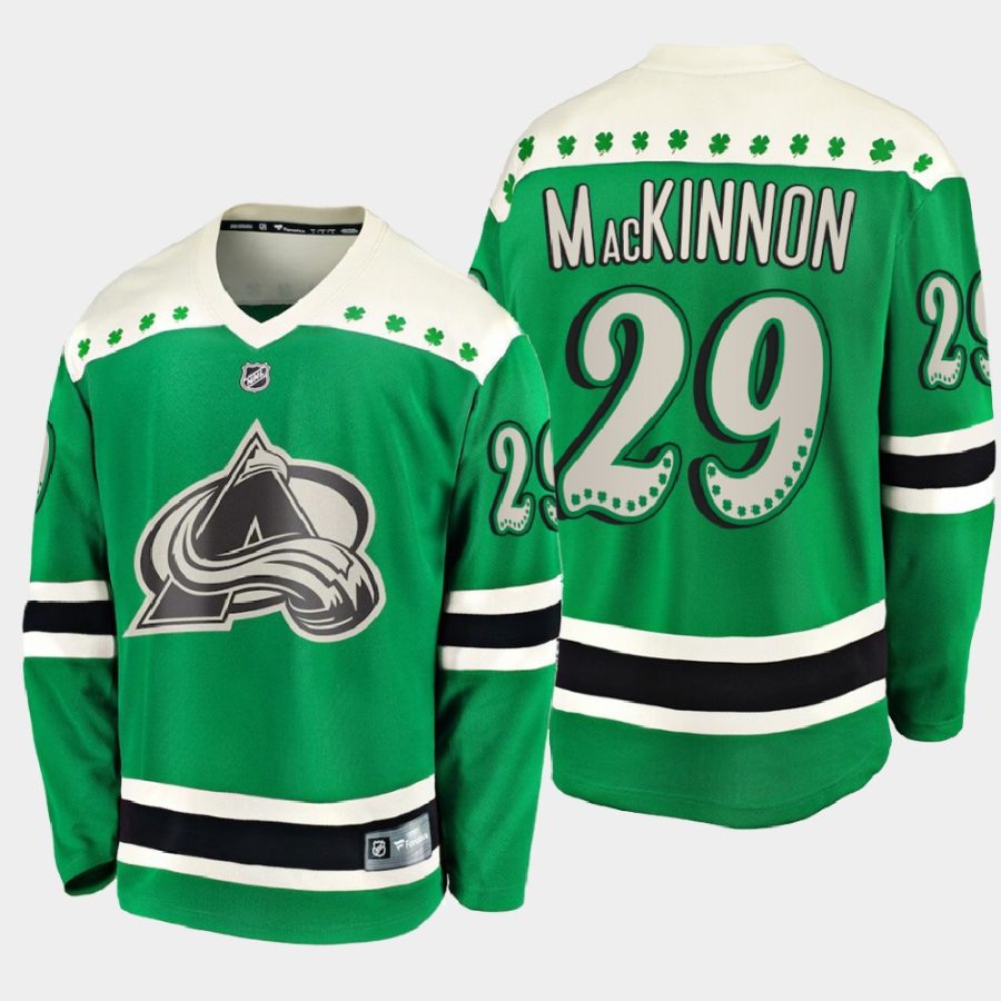 nathan mackinnon avalanche green 2021 st. patricks day jersey