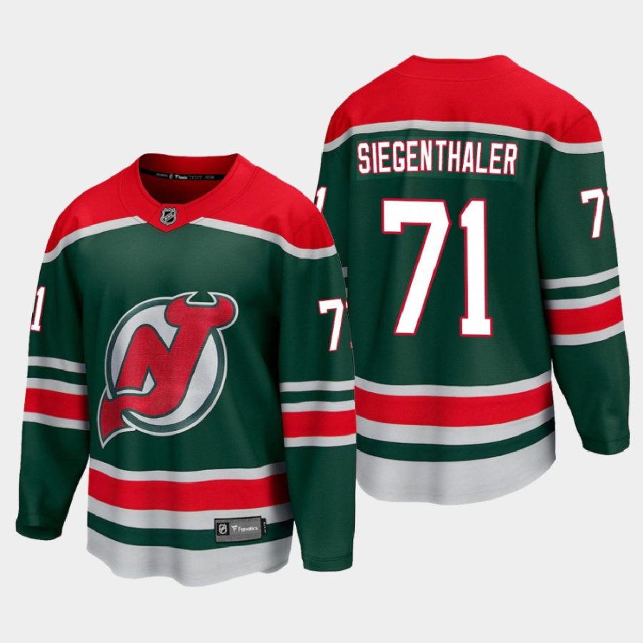 new jersey devils jonas siegenthaler reverse retro 2021 jersey green