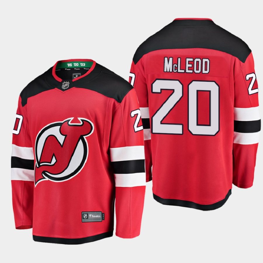 new jersey devils michael mcleod home 2020 21 breakaway player jersey red