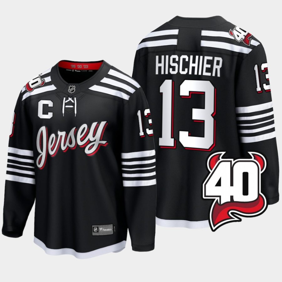 new jersey devils nico hischier 40th anniversary 2022 23 alternate jersey black