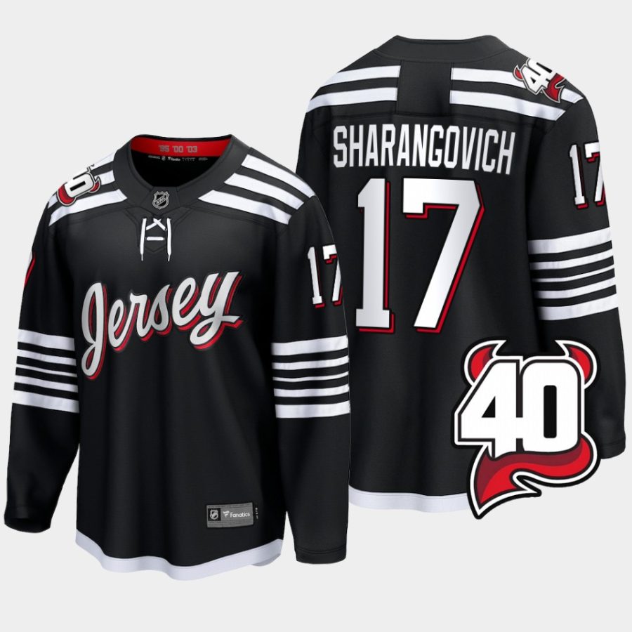 new jersey devils yegor sharangovich 40th anniversary 2022 23 alternate jersey black