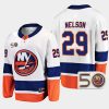 new york islanders brock nelson 50th anniversary 2022 23 away jersey white