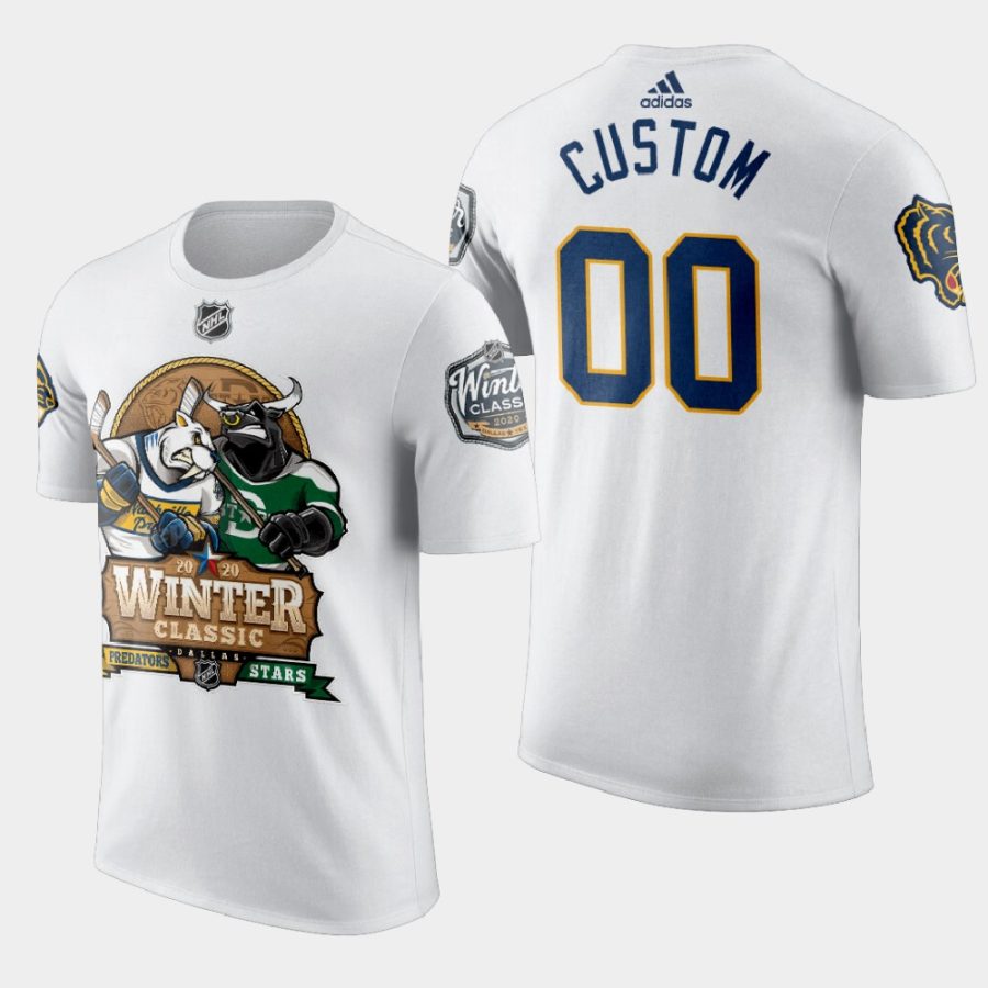 nhl predators custom white 2020 winter classic mascot cartoon t shirt