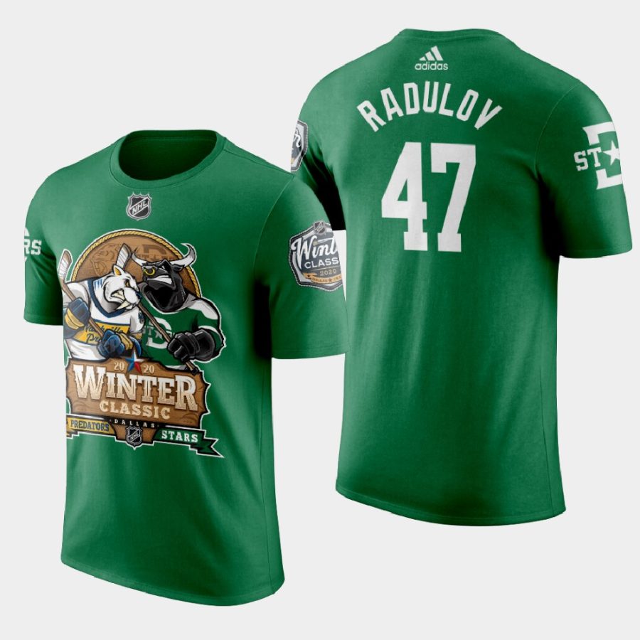 nhl stars alexander radulov green 2020 winter classic mascot cartoon t shirt