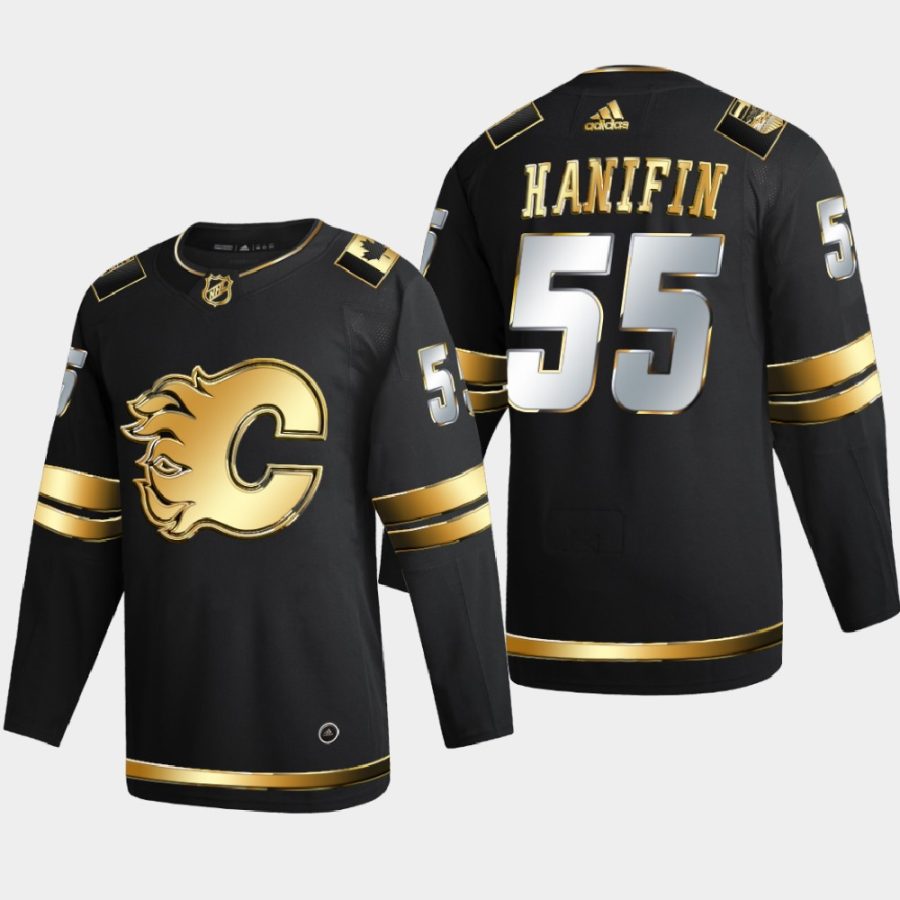 noah hanifin flames black authentic golden limited edition jersey