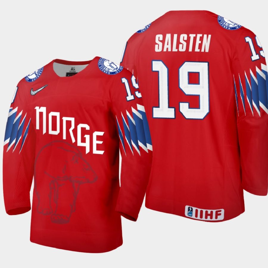 norway eirik salsten 2021 iihf world championship limited jersey red