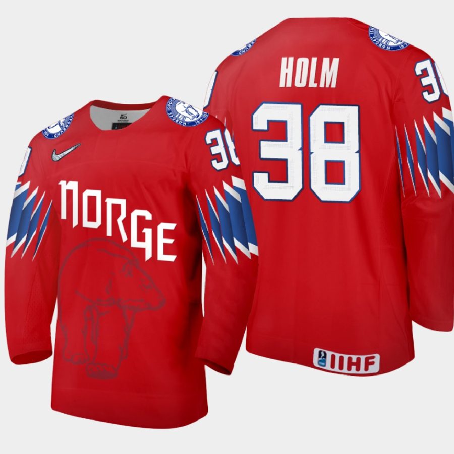 norway henrik holm 2021 iihf world championship limited jersey red