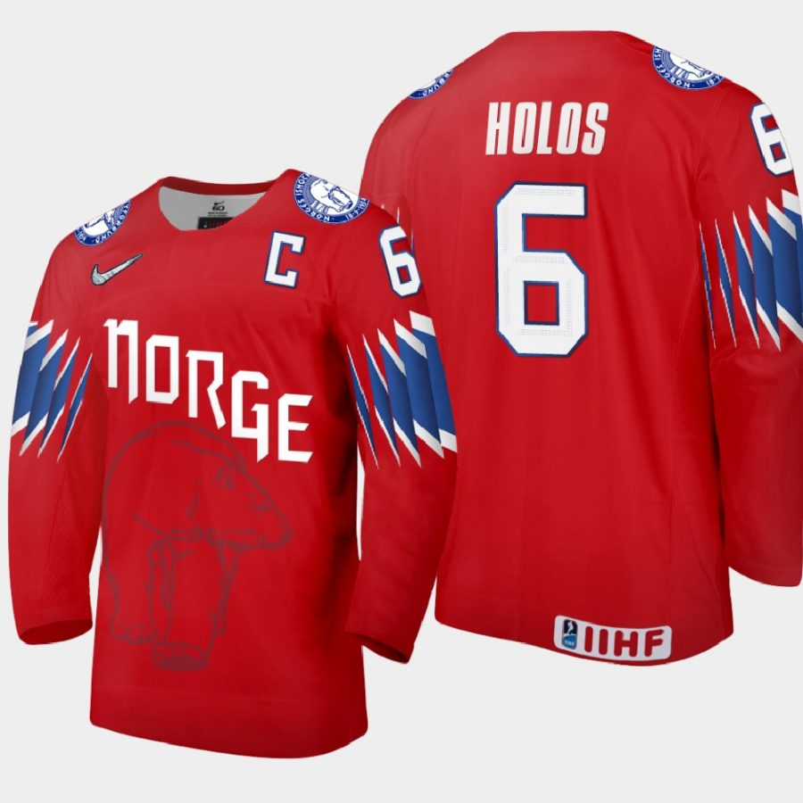 norway jonas holos 2021 iihf world championship limited jersey red