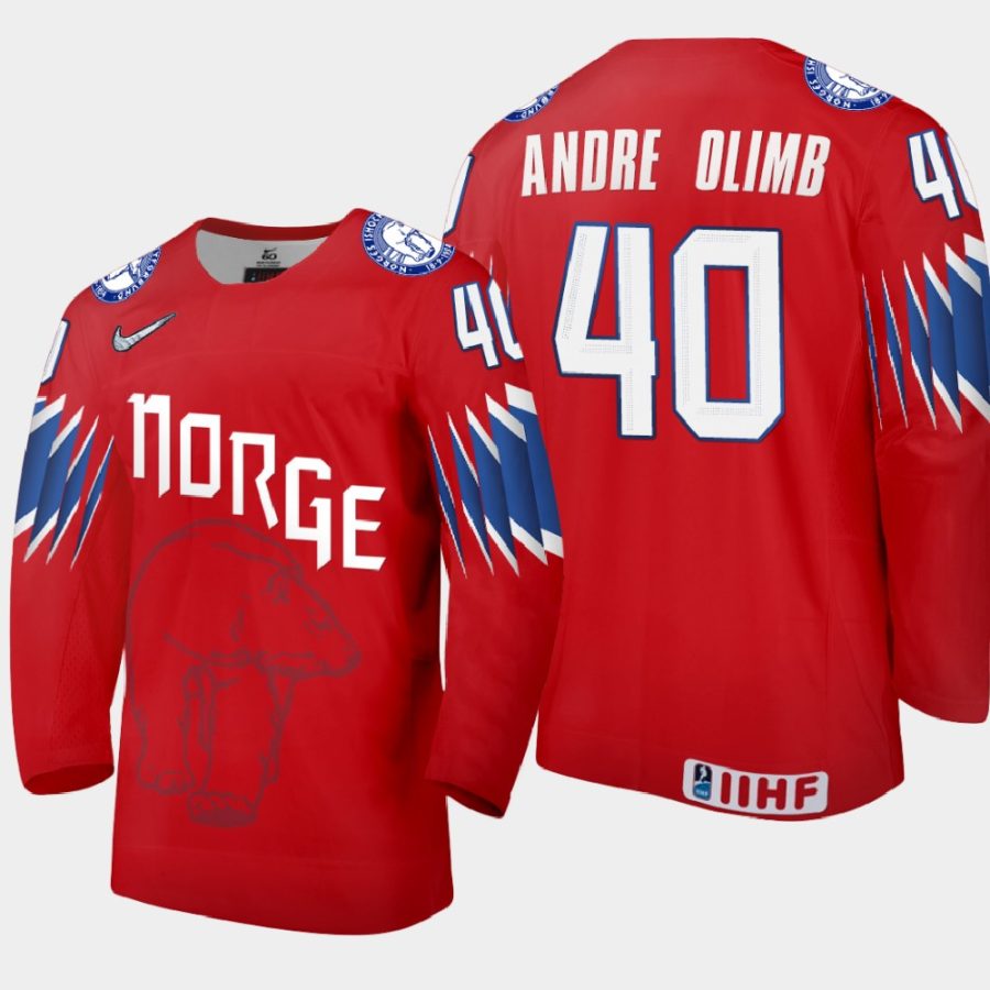 norway ken andre olimb 2021 iihf world championship limited jersey red