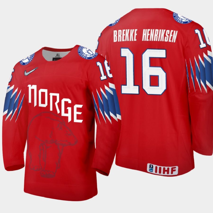 norway magnus brekke henriksen 2021 iihf world championship limited jersey red