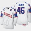 norway mathis olimb 2021 iihf world championship home jersey white