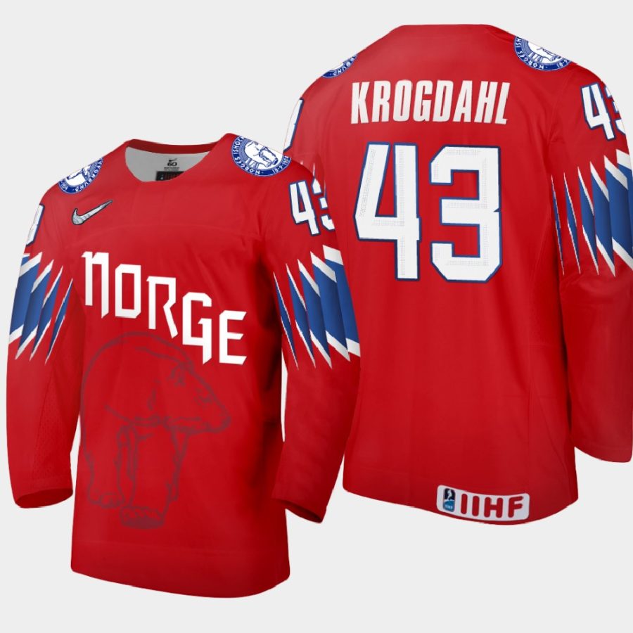 norway max krogdahl 2021 iihf world championship limited jersey red