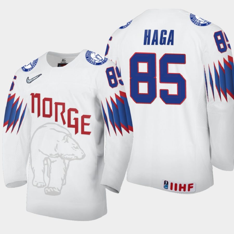 norway michael haga 2021 iihf world championship home jersey white