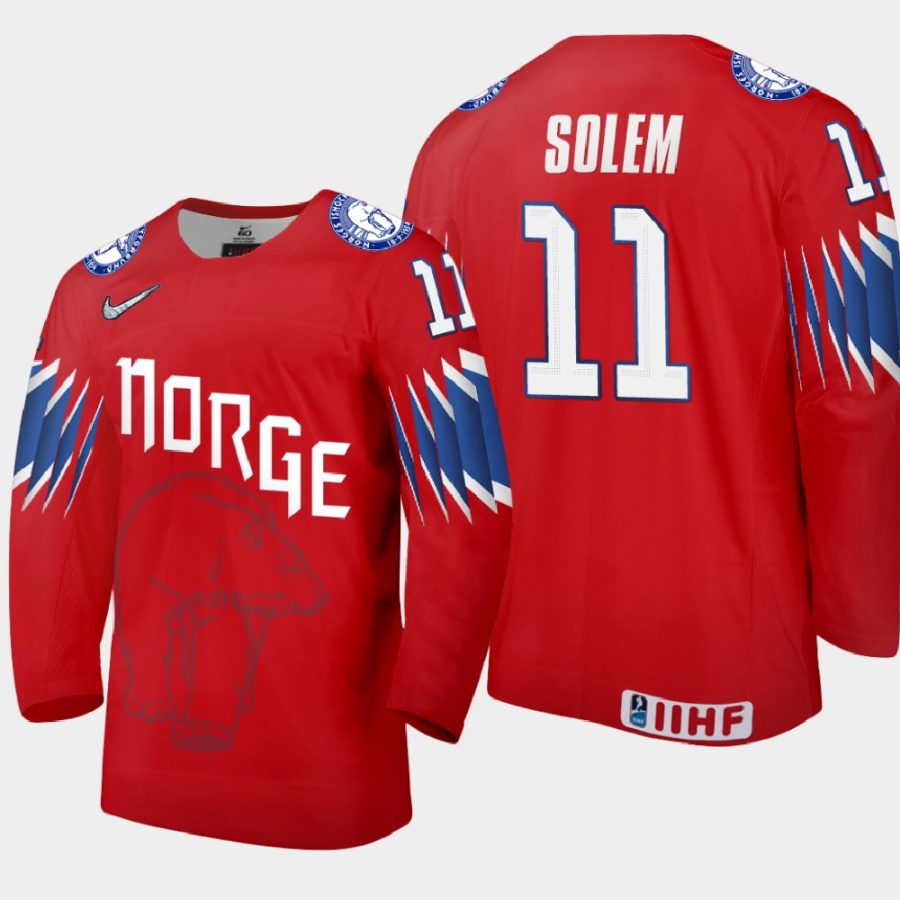 norway samuel solem 2021 iihf world championship limited jersey red