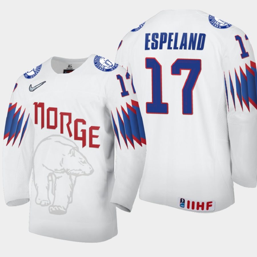 norway stefan espeland 2021 iihf world championship home jersey white