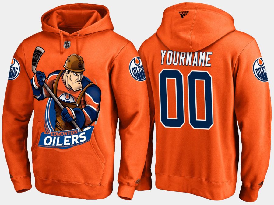 oilers custom cartoon team color orange hoodie