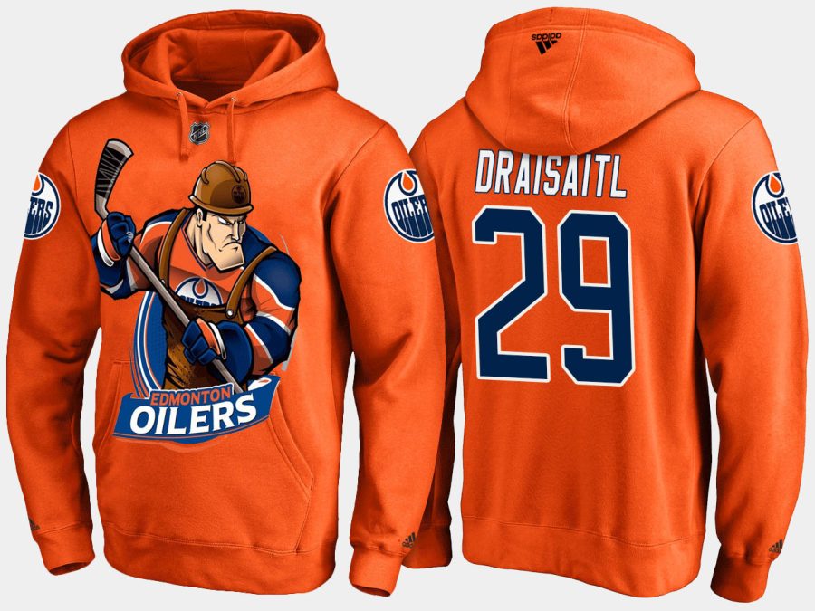 oilers leon draisaitl cartoon team color orange hoodie