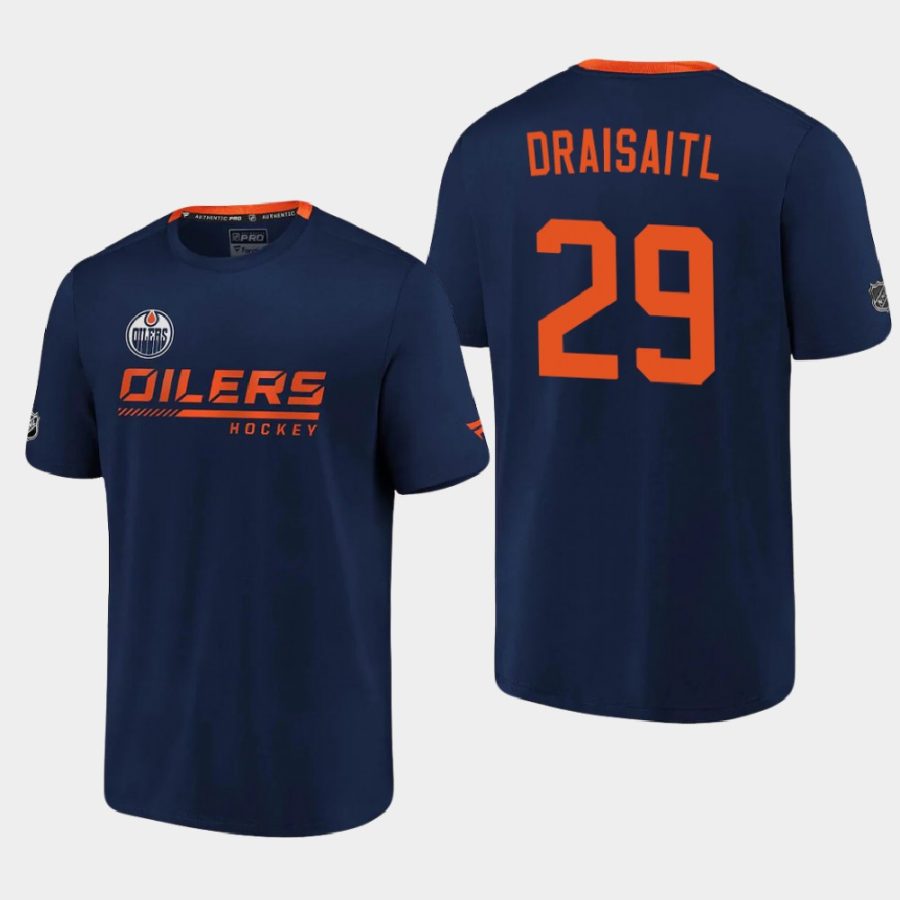 oilers leon draisaitl navy 2020 21 locker room performance authentic pro t shirt