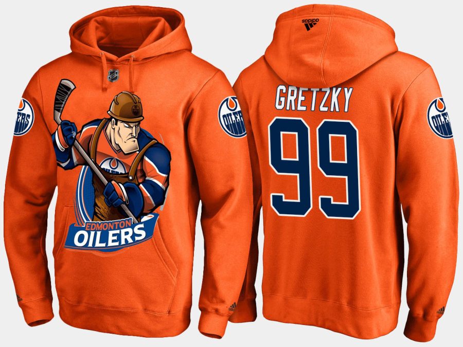 oilers retiredwayne gretzky cartoon team color orange hoodie