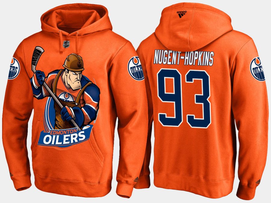 oilers ryan nugent hopkins cartoon team color orange hoodie