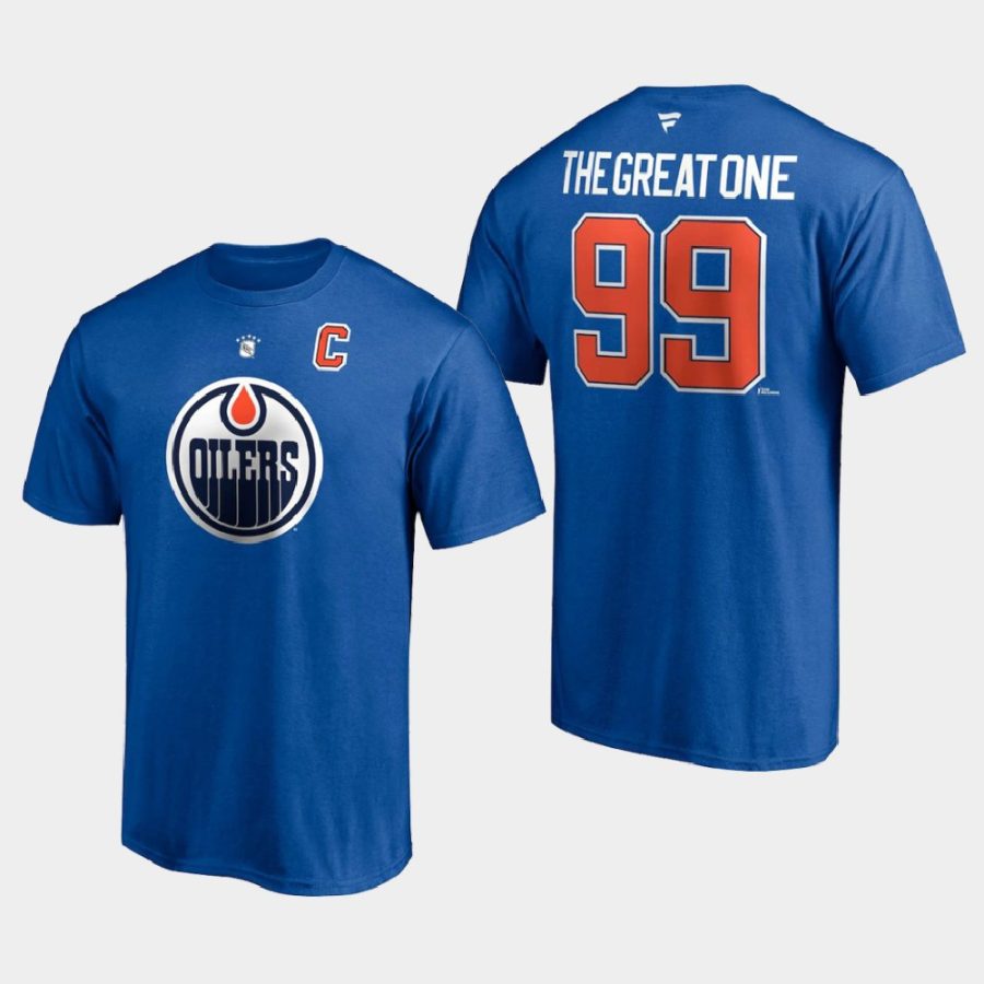 oilers wayne gretzky royal retired authentic stack t shirt