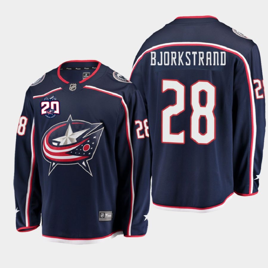 oliver bjorkstrand blue jackets navy 20th anniversary home jersey