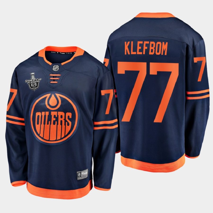 oscar klefbom oilers navy 2020 stanley cup playoffs alternate jersey