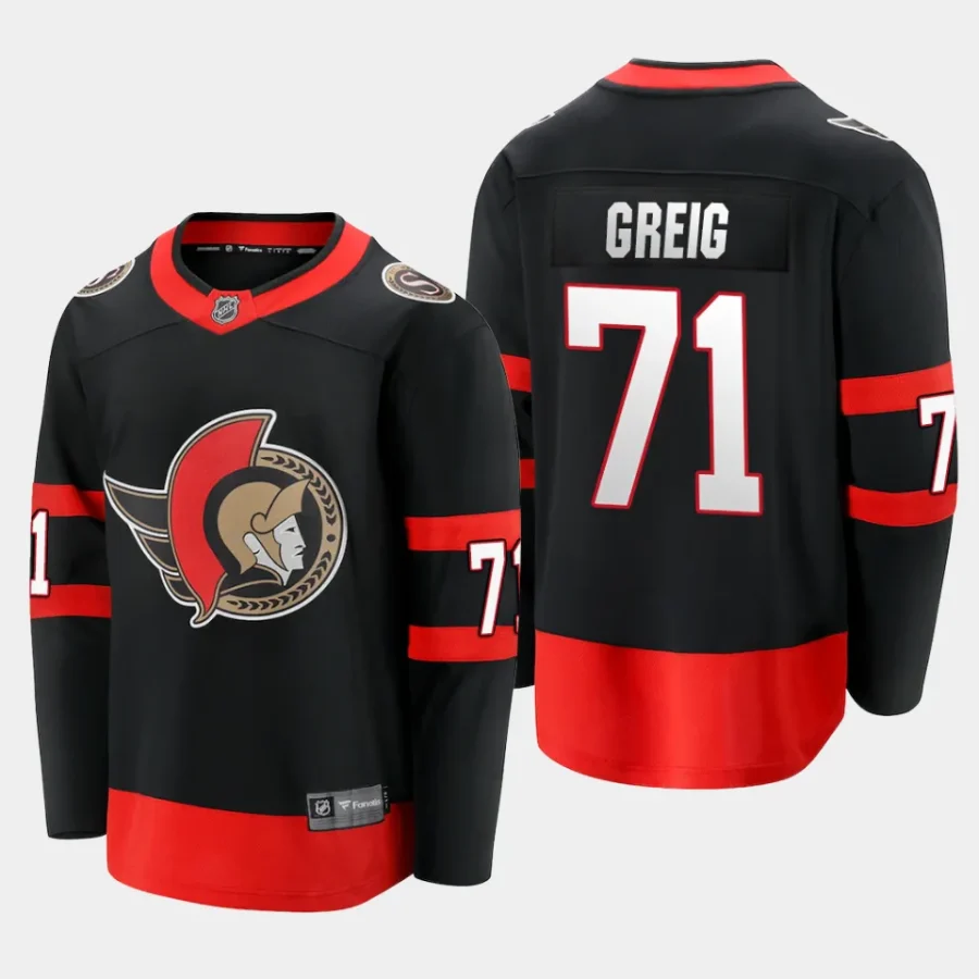 ottawa senators ridly greig home breakaway player jersey black