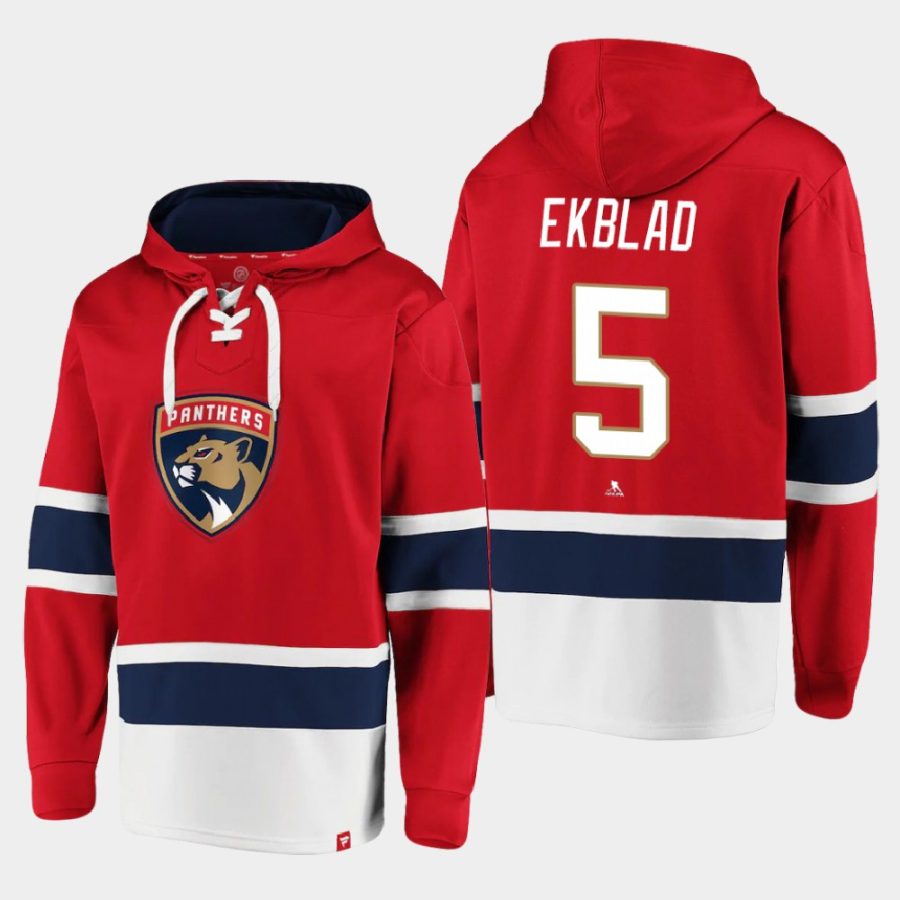 panthers aaron ekblad red dasher player lace up hoodie