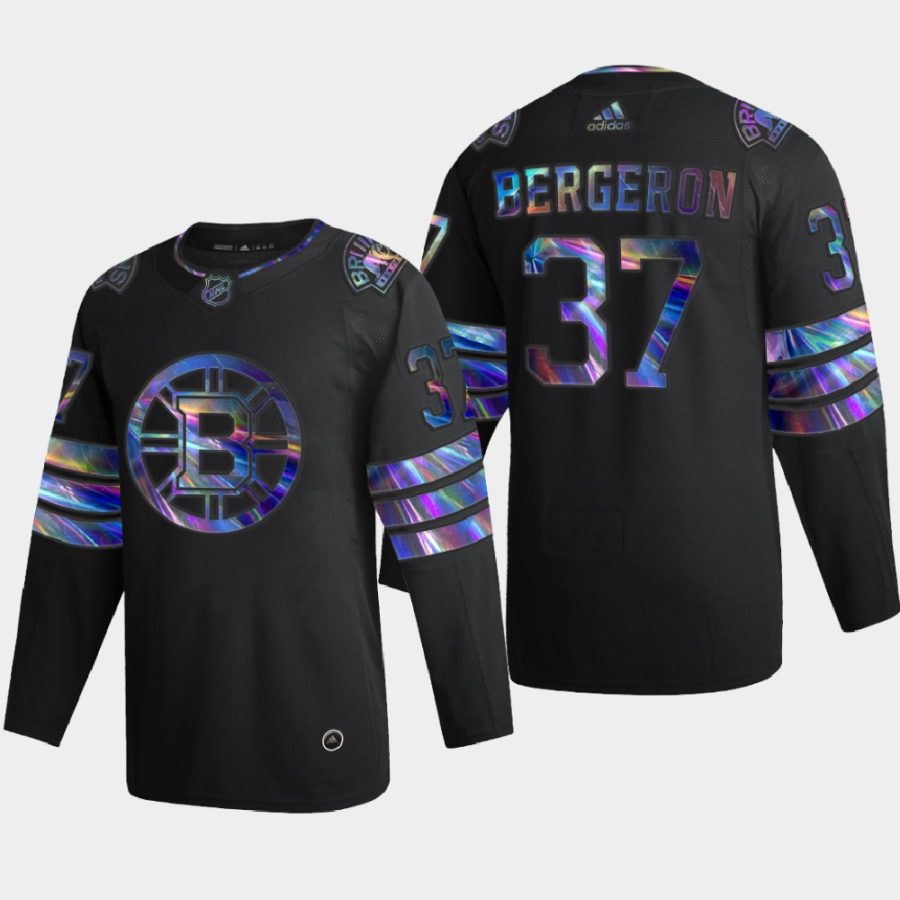 patrice bergeron bruins black iridescent holographic authentic jersey