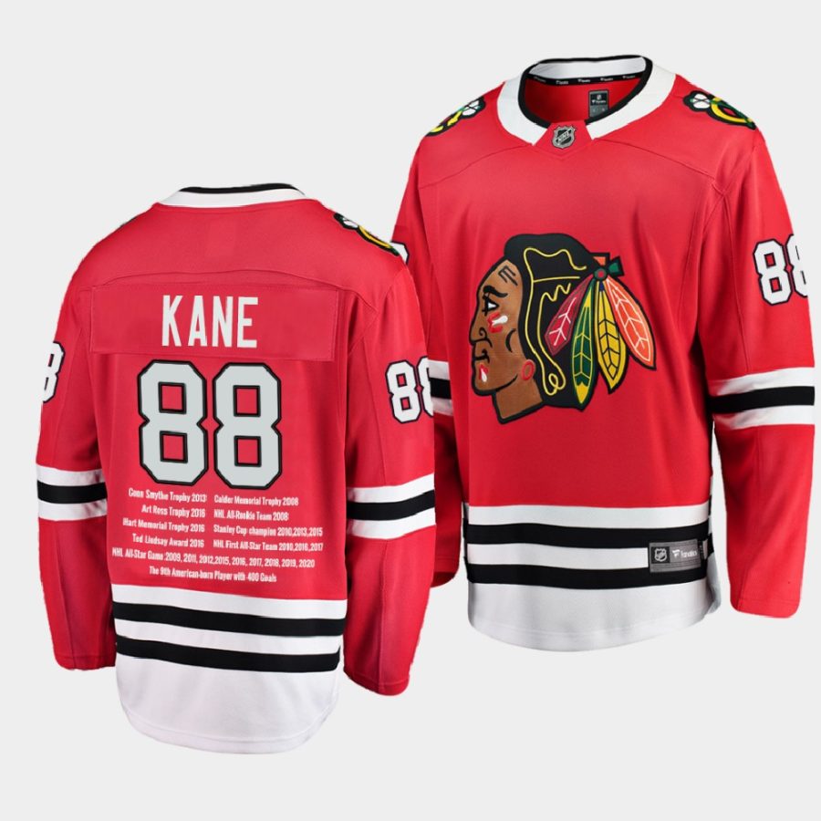 patrick kane blackhawks red career awards 400 goal jersey