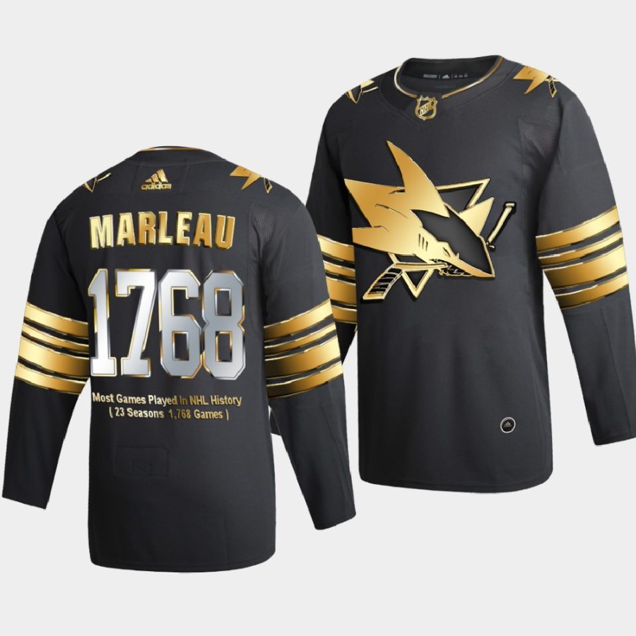 patrick marleau sharks black 1768 games nhl record most games played golden limited jersey